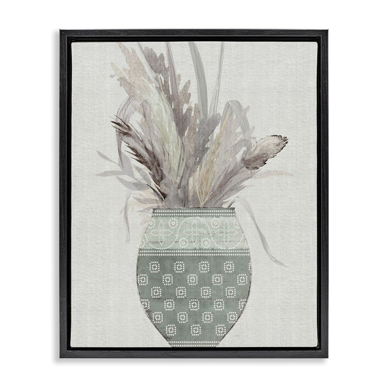 Stupell Industries Natural Wheat Bouquet Floater Framed Canvas Wall Art Design by Susan Jill